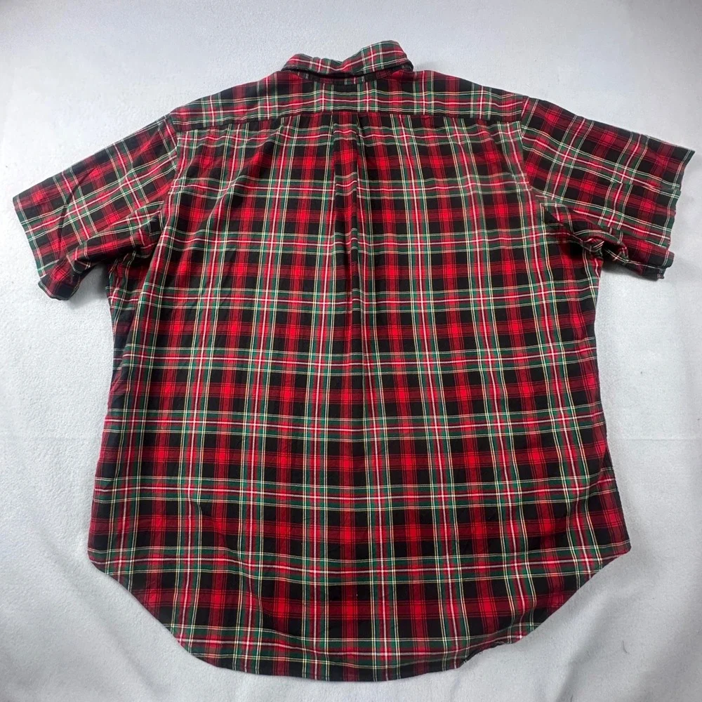 Polo Ralph Lauren Mens XXL Classic Fit Short Sleeve Plaid Button Down Shirt Red